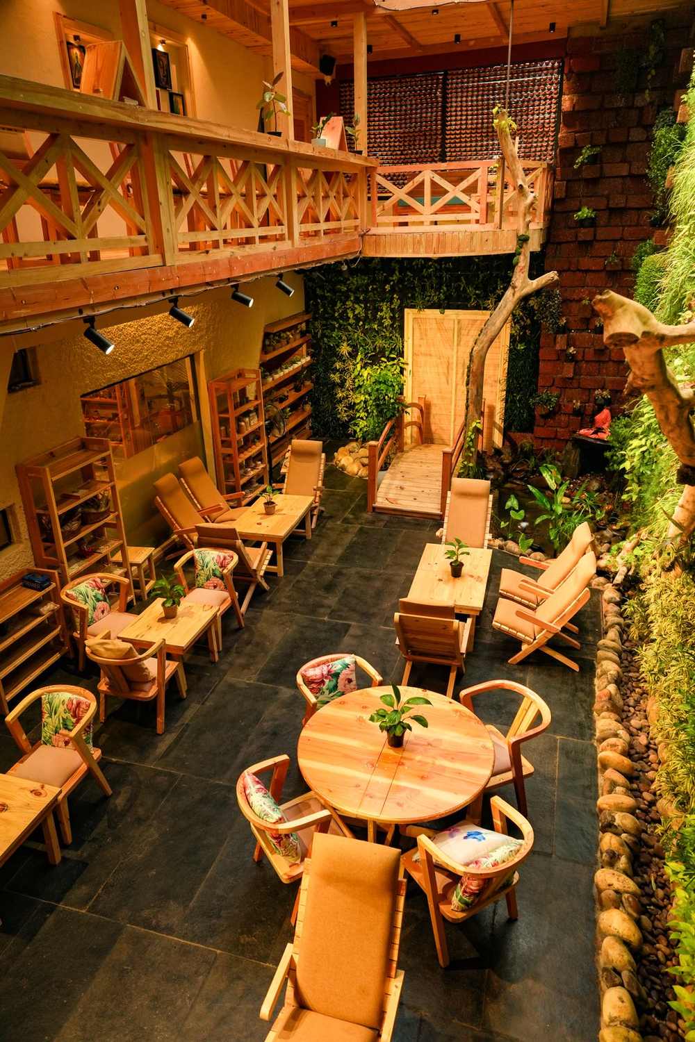 The rainforest atrium at Raaha, seen from the upper level